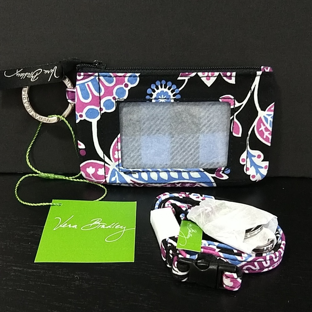 Vera Bradley Zip ID Case and Breakaway Lanyard set